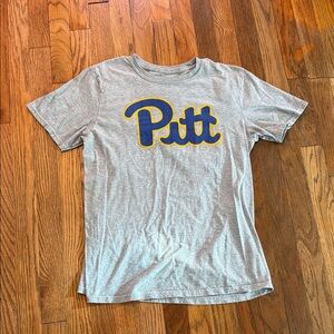 Gray Short Sleeve Tee with Blue and Yellow Logo